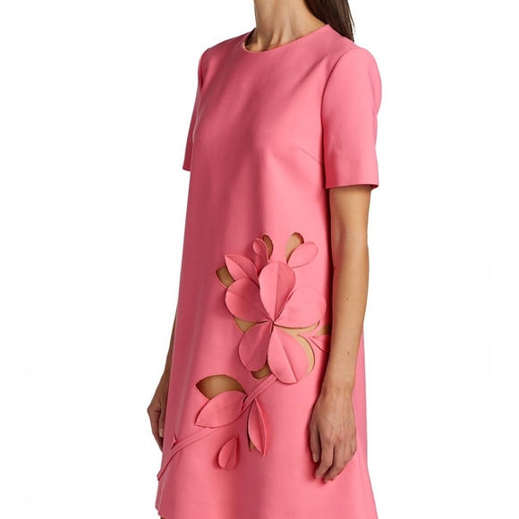 *$2190 NEW OSCAR DE LA RENTA CARNATION PINK FLOWER CUT OUT DAY DRESS US 2 - Picture 1 of 10